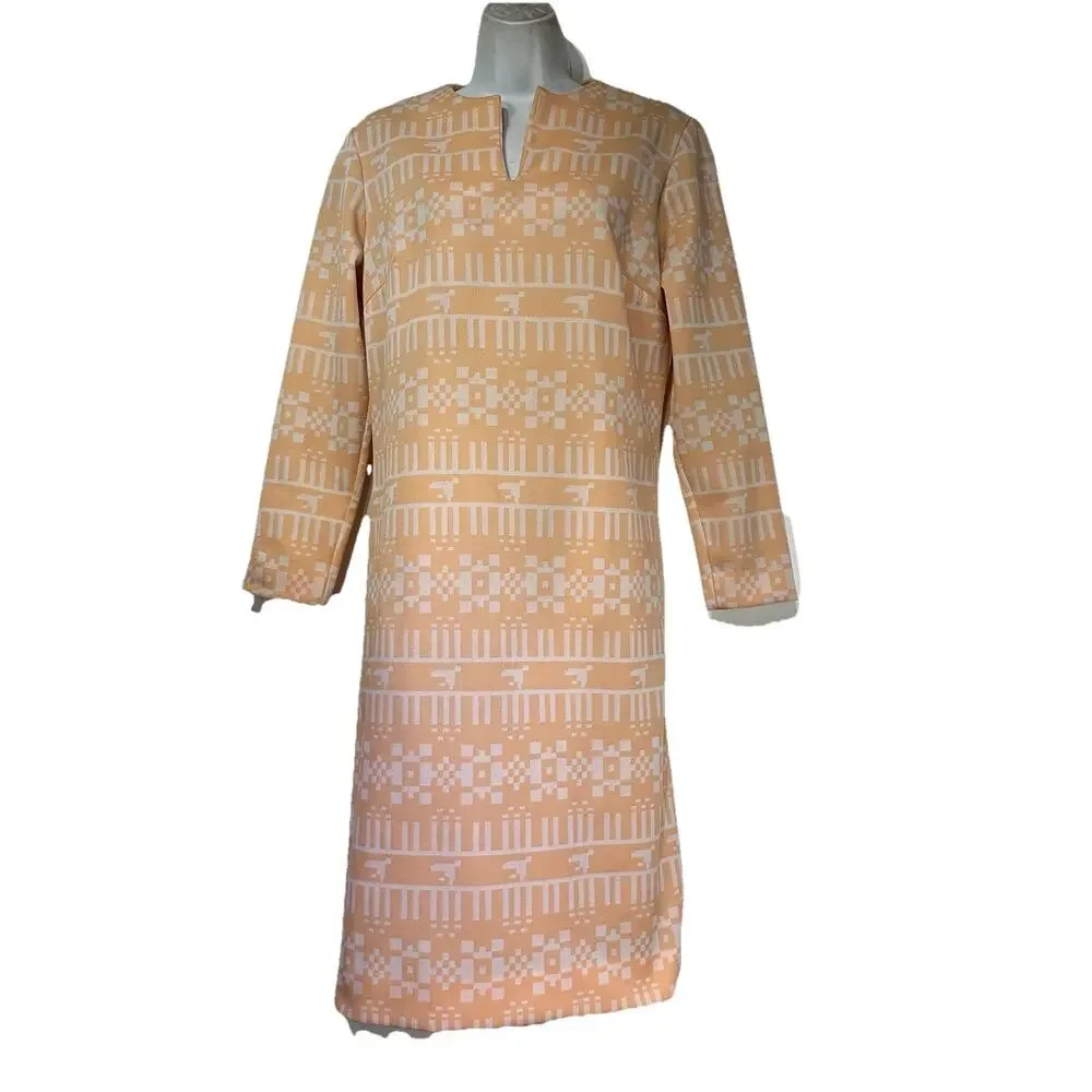 vintage bleeker street 60s Union made orange geometric dress Size 14